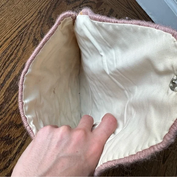 Vintage Handmade Clutch Cream and Pink Coastal Mermaid Seashell - Picture 5 of 8